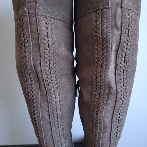 New Vince Camuto Suede Over the Knee Boots in Taupe - Picture 7 of 11